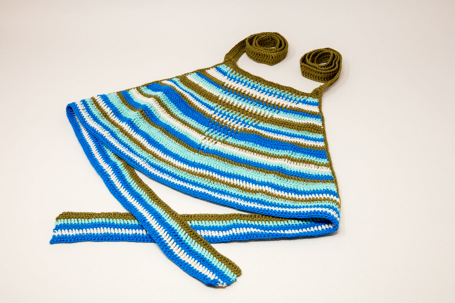 Striped Crop Top Ecru/Turquoise