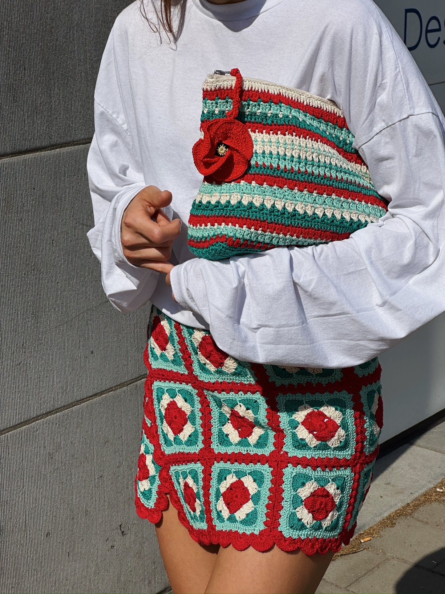 Meadow Clutch Red/Turquoise