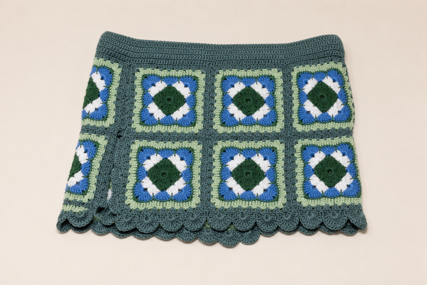 Mini Palermo Skirt Blue/Green Leaf - YAARN X MEADOW COLLAB EXCLUSIVE