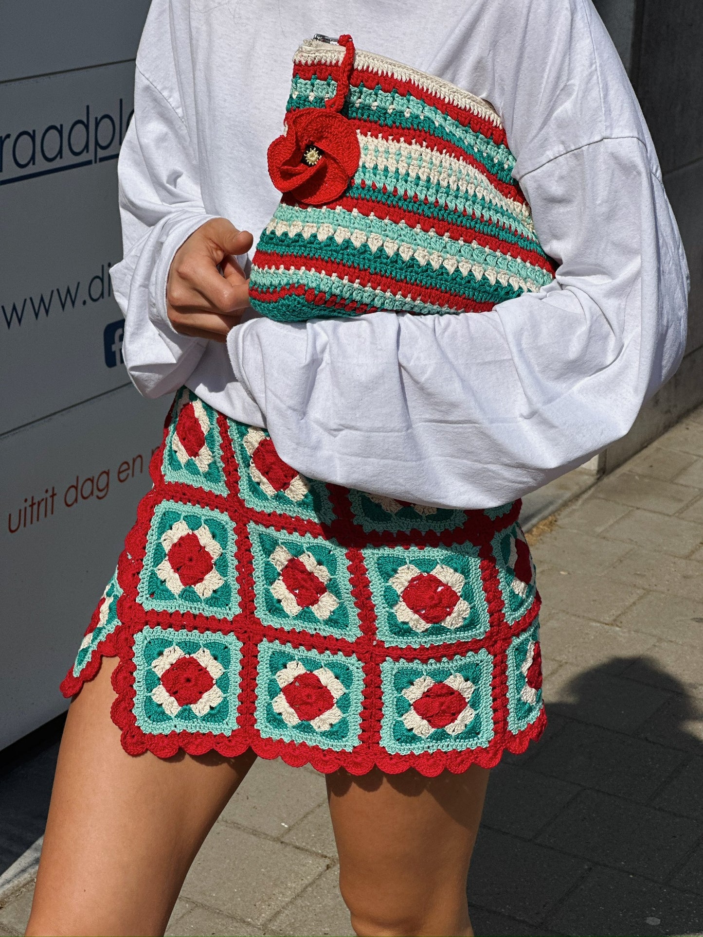 Palermo Skirt Red/Turquoise