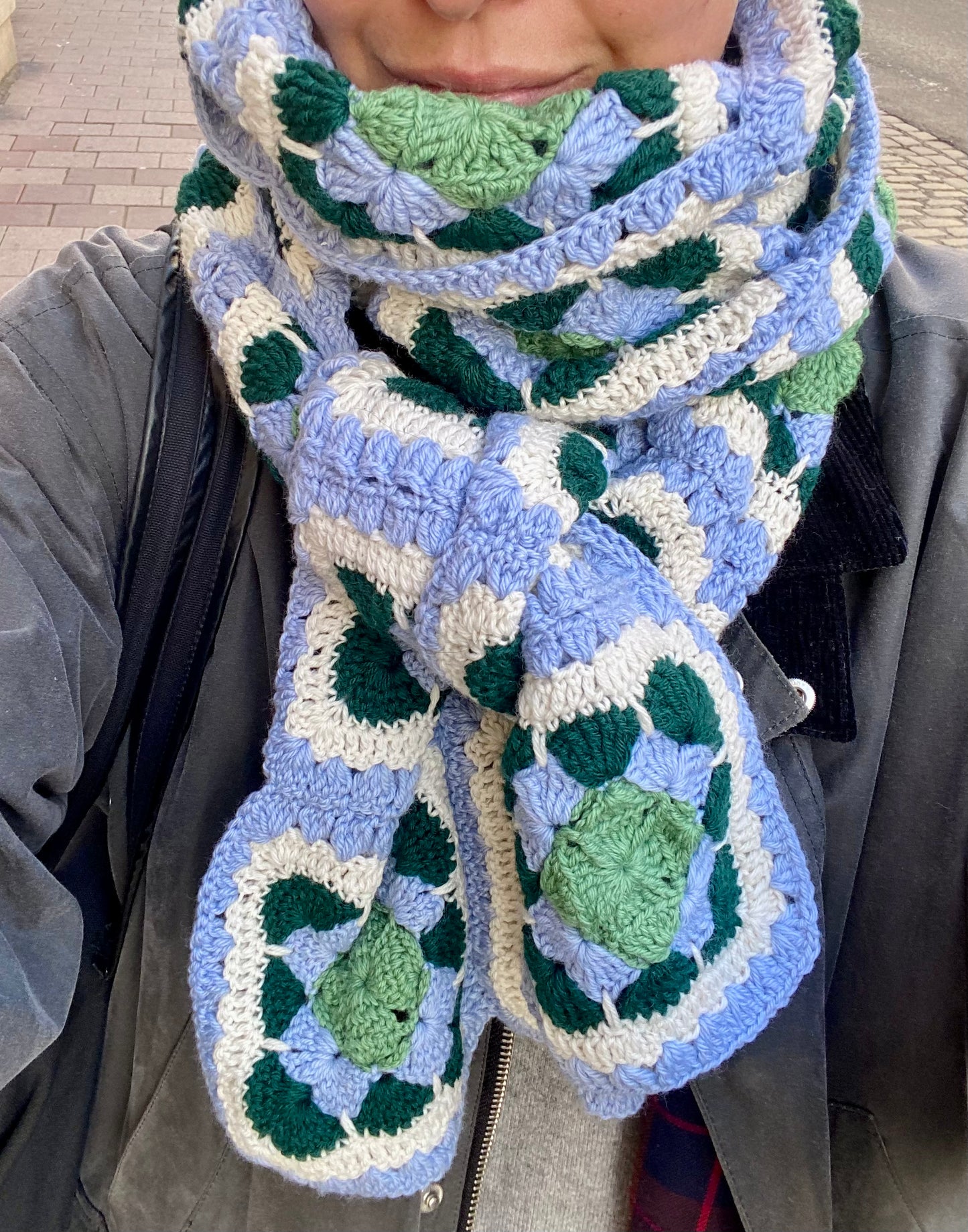 Meadow Scarf Light Blue/Green/Ecru