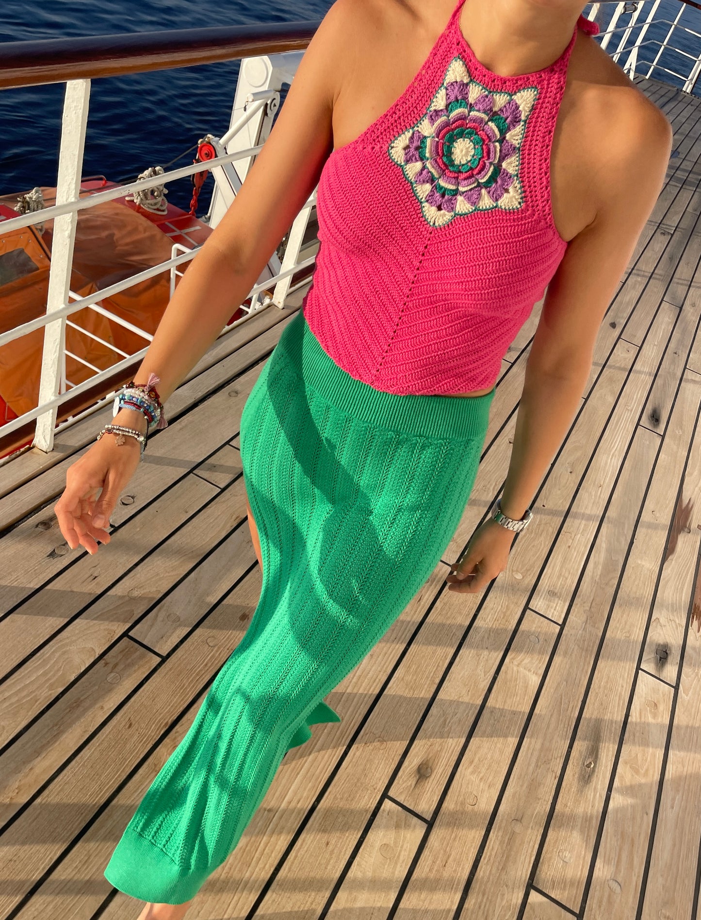 Flower Halterneck Top Pink