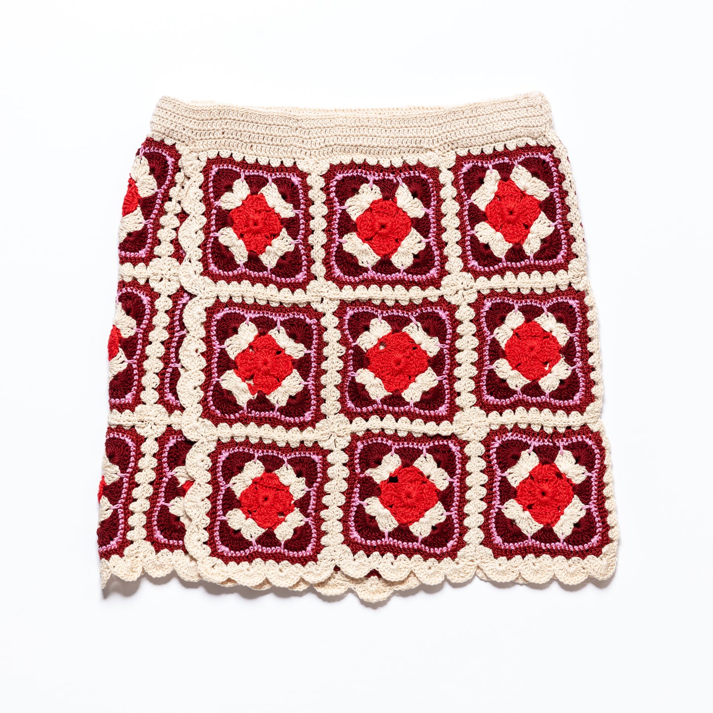 Palermo Skirt Ecru/Red/Pink