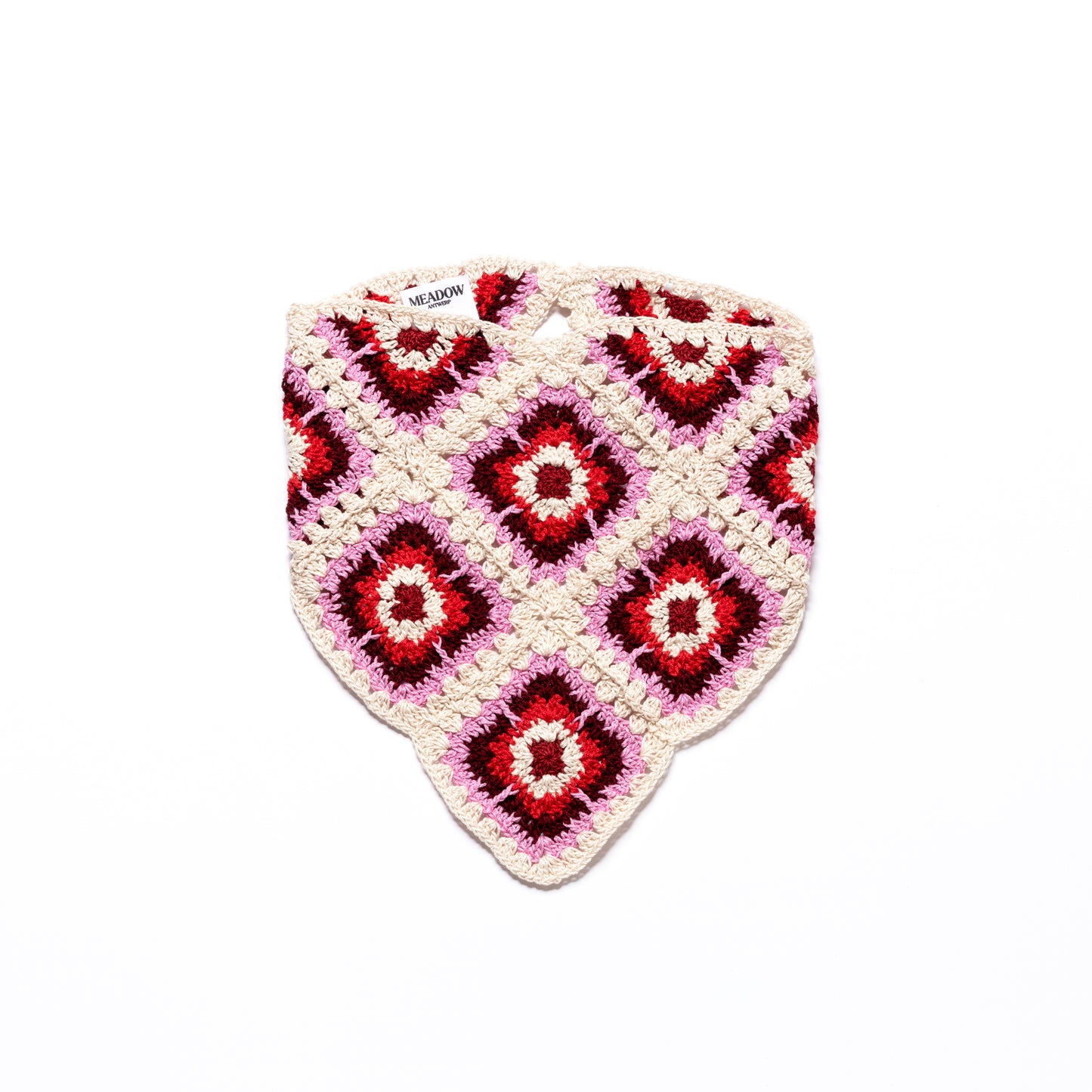 Triangle Headscarf Ecru/Pink/Red
