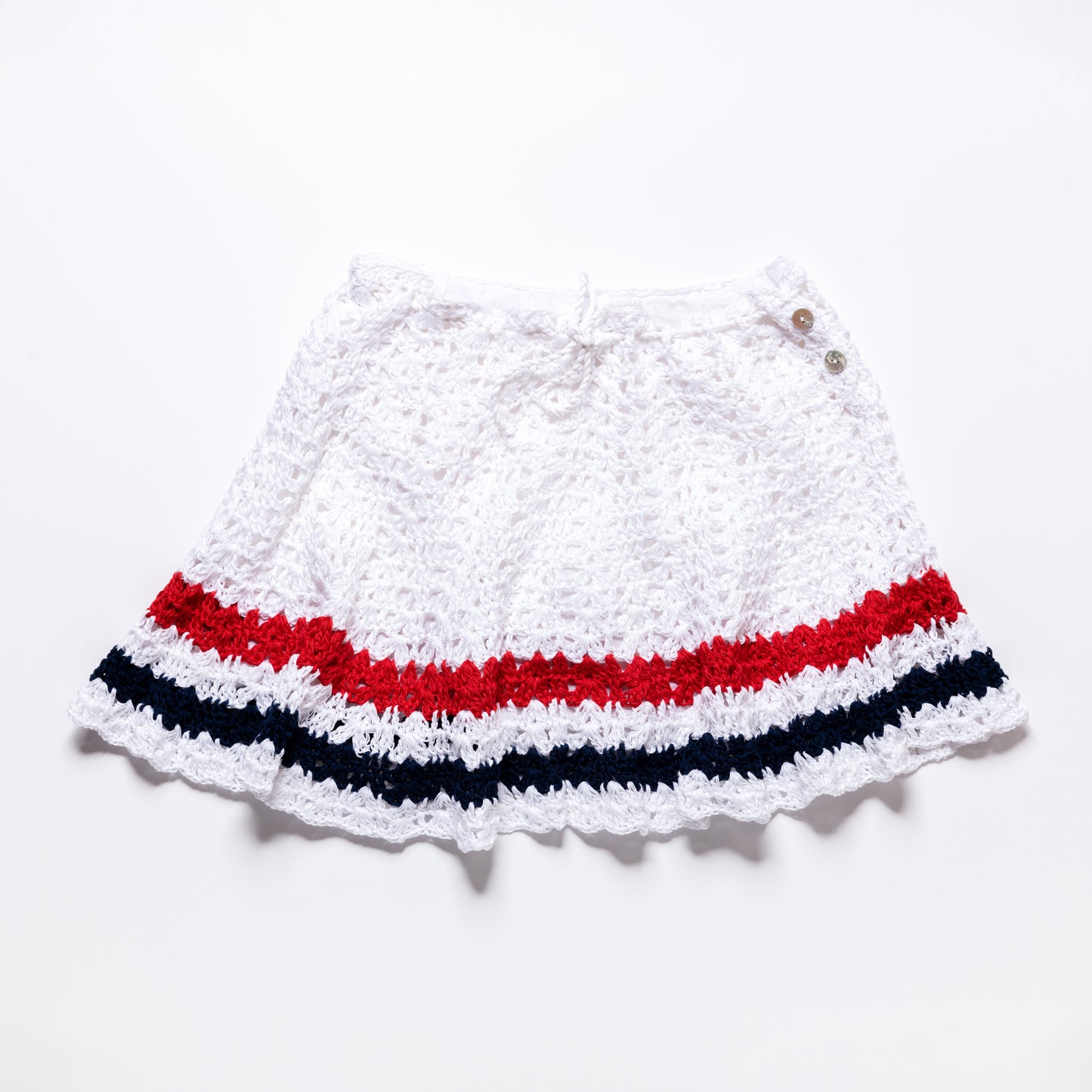 Flowy Mini Skirt White/Red/Navy