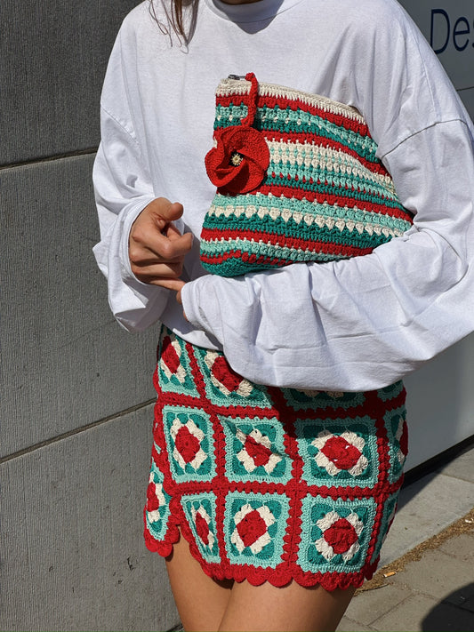 Meadow Clutch Red/Turquoise