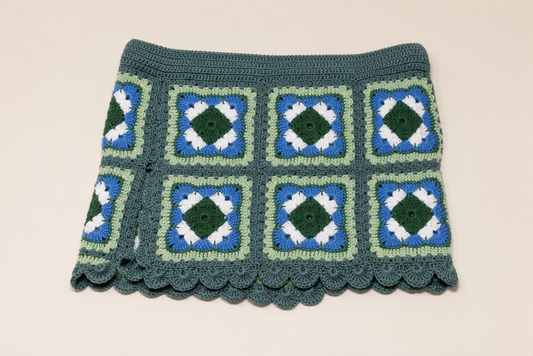 Mini Palermo Skirt Blue/Green Leaf - YAARN X MEADOW COLLAB EXCLUSIVE