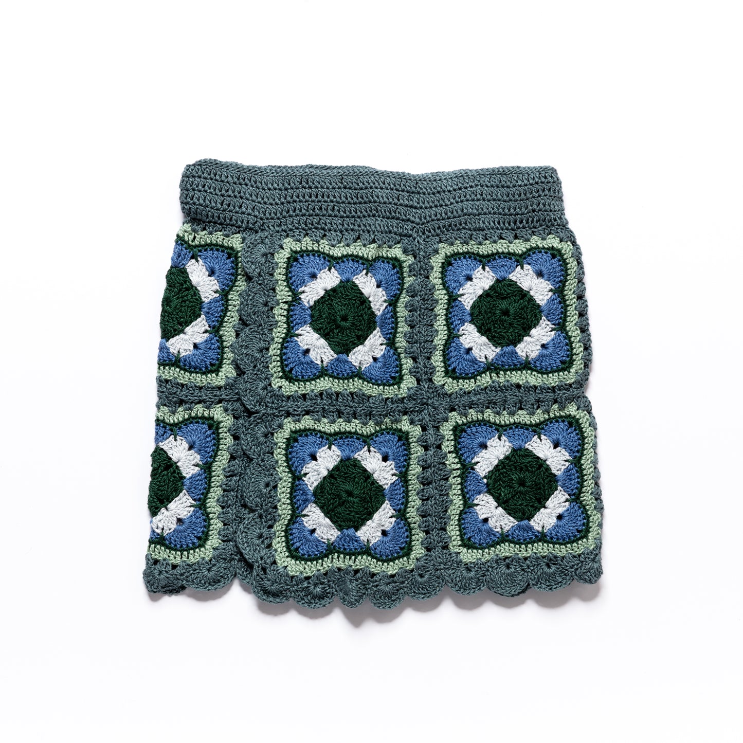 Ellie Skirt KIDS Blue/Green Leaf - YAARN COLLAB EXCLUSIVE