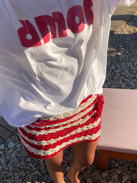Bahia Skirt Beige/Red