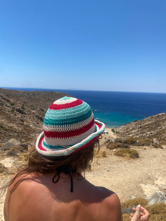 Bucket Hat Red/Turquoise