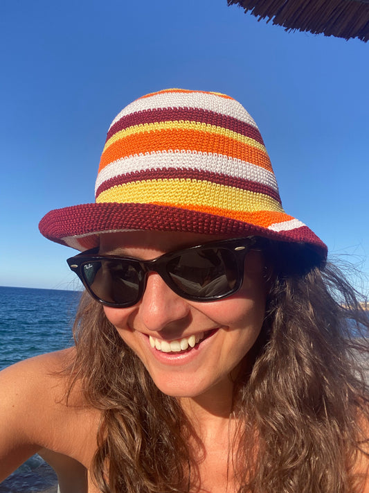 Bucket Hat Burgundy/Orange