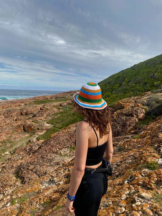 Bucket Hat Aqua/Orange/White