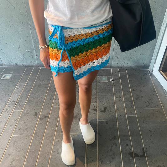 Bahia Skirt Aqua/Orange/White