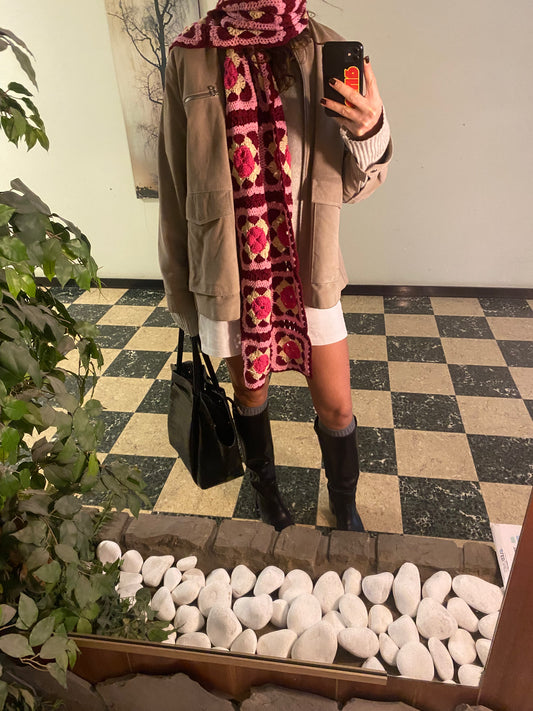Meadow Scarf Light Burgundy/Pink/Ecru