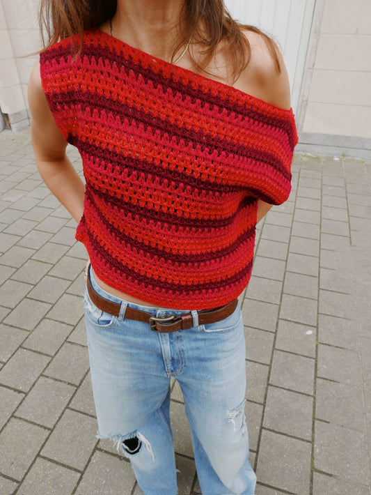 Slouchy Top Multi Red