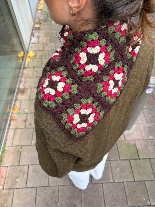 Multi Triangle Scarf Brown/Kaki/Burgundy