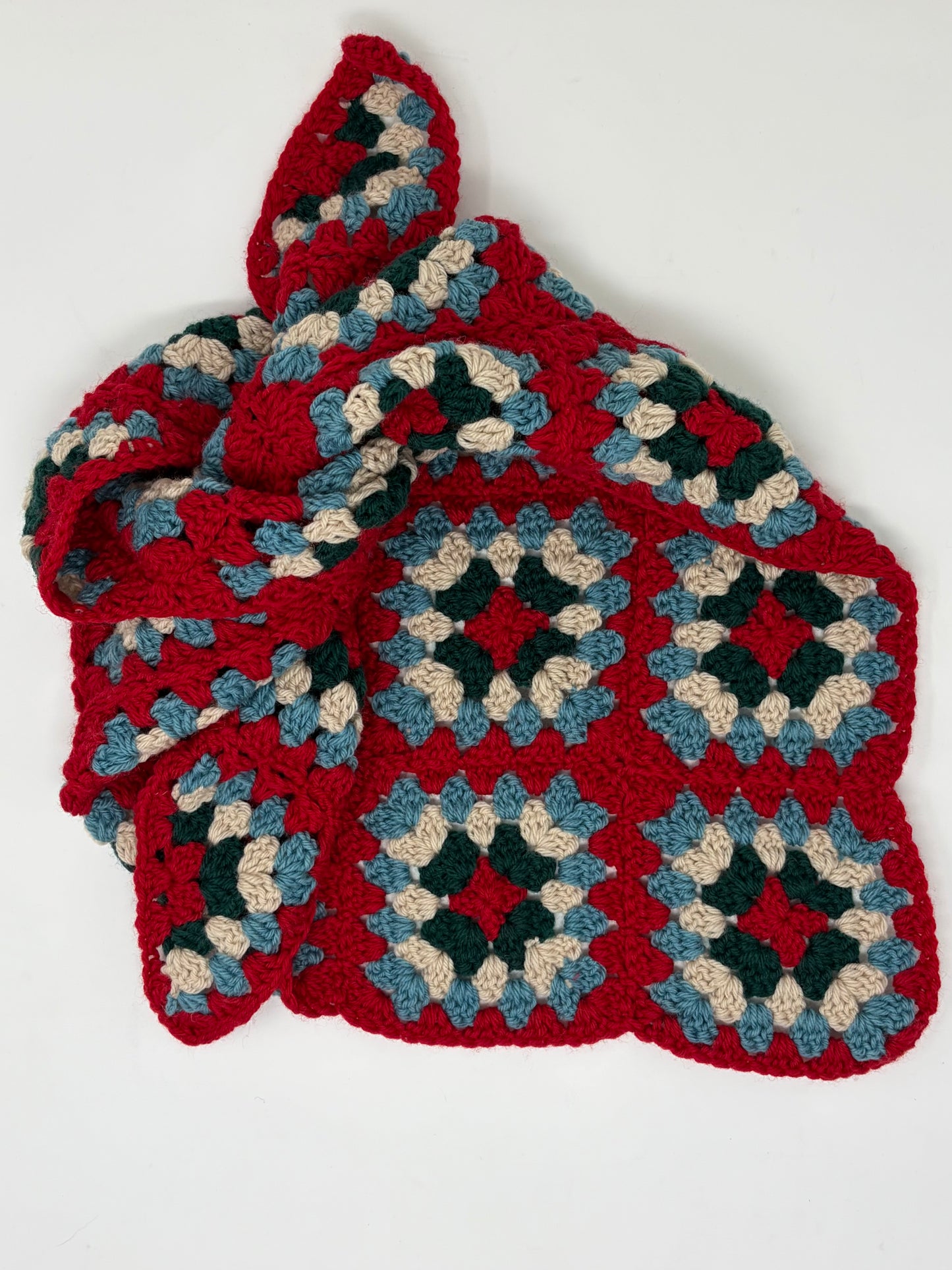 Multi Triangle Scarf Red/Denim/Green