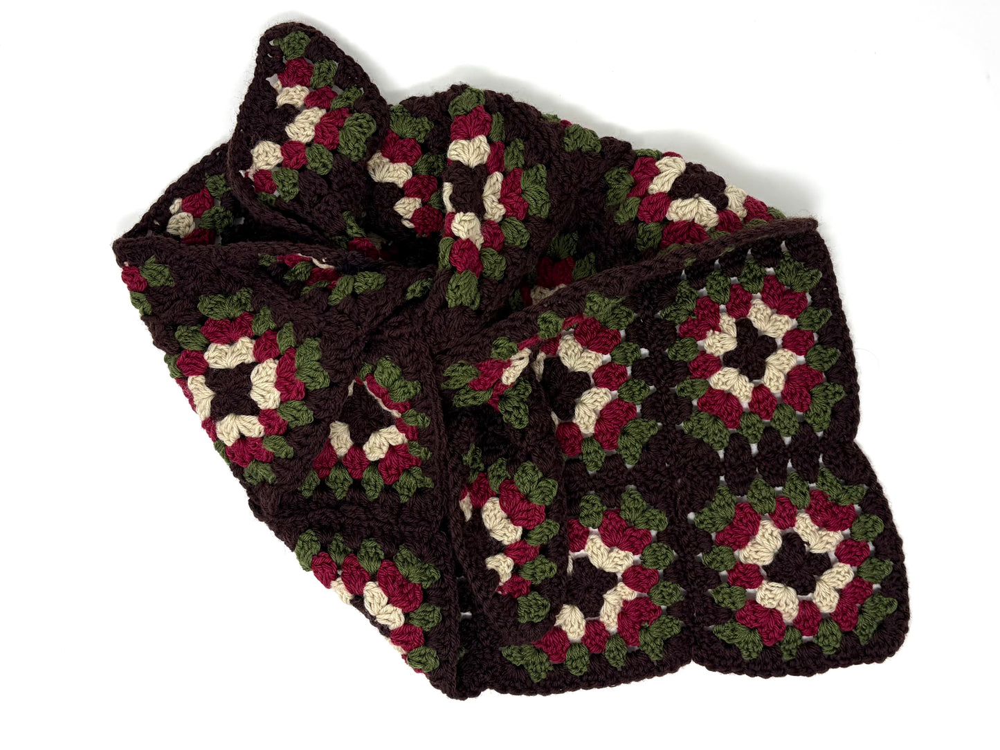 Multi Triangle Scarf Brown/Kaki/Burgundy
