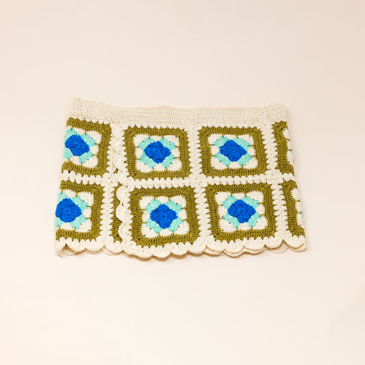Mini Palermo Skirt Ecru/Turquoise
